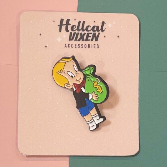 Retro 80s Richie Rich Cartoon Vintage Memorabilia Mini Enamel Pin Brooch - Picture 1 of 3